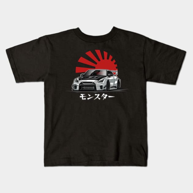 Skyline GTR R35 (White) Kids T-Shirt by Jiooji Project